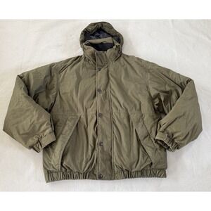 Eddie Bauer Olive Green Outdoor Outfitter Goose Down Jacket L Packable Hood  VTG